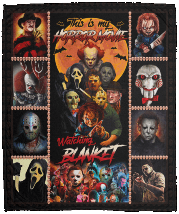 This Is My Horror Movie Watching Blanket Old Horror Movie Characters Fleece Blanket - Premium Sherpa Blanket, White, Cozy Plush Fleece Blanket - 50x60