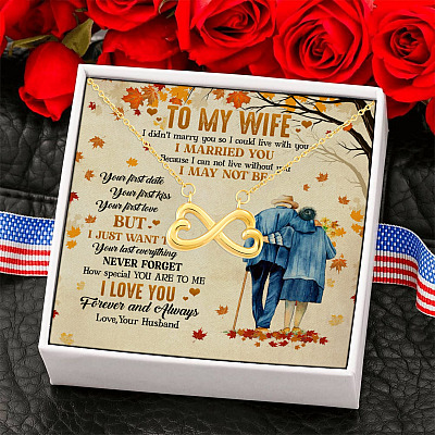To My Wife I Didn't Marry You So I Could Live with You Infinity Heart Pendant Necklace