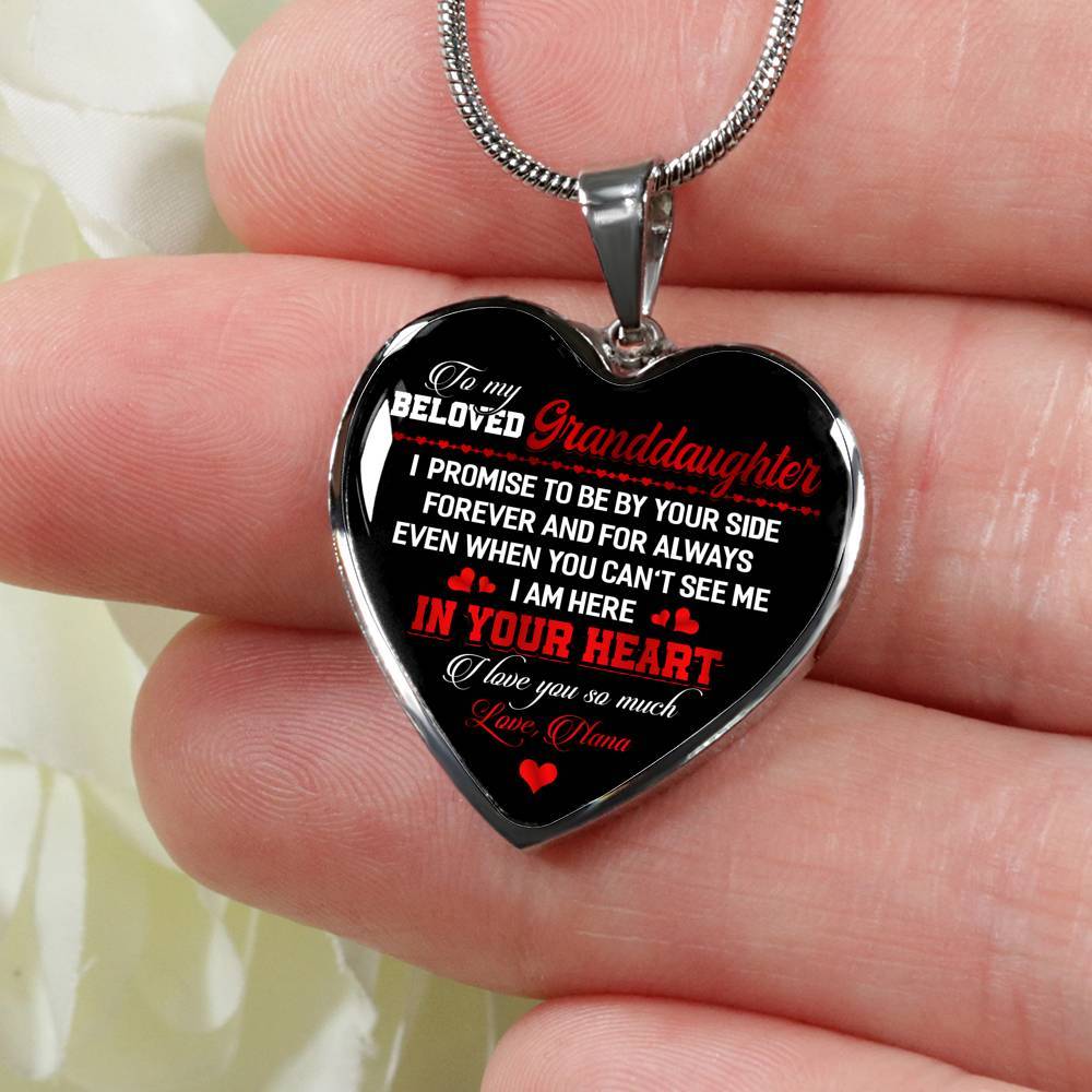 To My Beloved Granddaughter I Promise To Be By Your Side Forever And For Always I Love You Heart Pendant Necklace - Heart Luxury Necklace (Silver) To My Beloved Granddaughter I Promise To Be By Your Side Forever And For Always I Love You Heart Pendant Necklace - Heart Luxury Necklace (Silver)