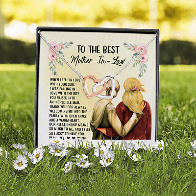 Alternative view of To The Best Mother In Law I Fell In Love With Your Son Heartfelt Card Jewelry Interlocking Hearts Pendant Necklace