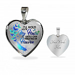 Memorial I'll Hold You in My Heart Until I Can Hold You in Heaven Butterfly Heart Pendant Necklace - Heart Luxury Necklace (Silver)