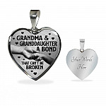 Grandma and Granddaughter a Bond That Can't Be Broken Heart Pendant Necklace - Heart Luxury Necklace (Silver)
