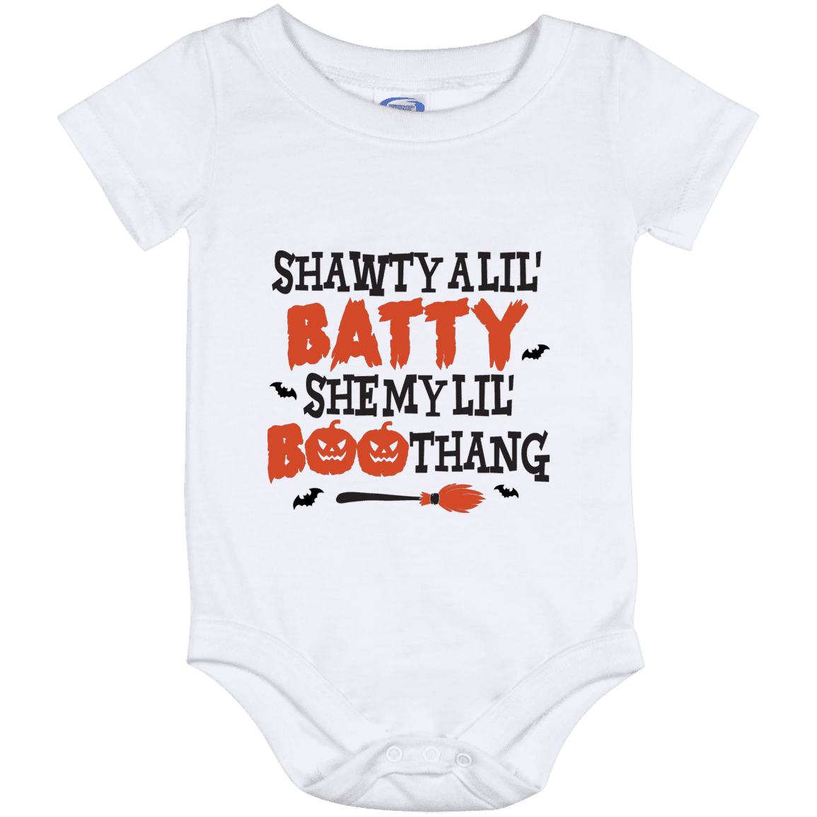 Shawty A Lil' Batty She My Lil' Boo Thang Kids Babysuit- Baby Onesie – Toddler Baby Infant Bodysuit, White, Baby Onesie - 12 Month