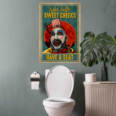 Alternative view of Why Hello Sweet Cheeks Have A Seat Captain Spaulding Funny Toilet Framed Canvas Prints - Unframed Poster