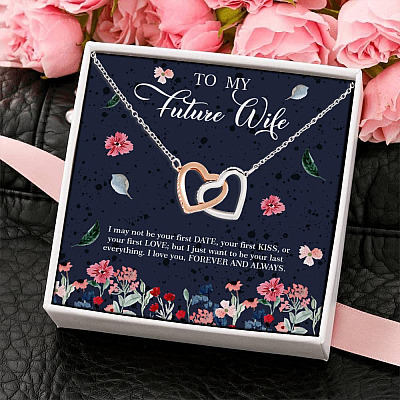 Husband to My Future Wife I May Not Be Your First Date Your First Kiss Interlocking Hearts Pendant Necklace