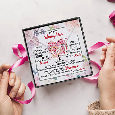 To My Daughter Once Upon A Time There Was A Little Girl Who Stole My Hearts Interlocking Heart Pendant Necklace