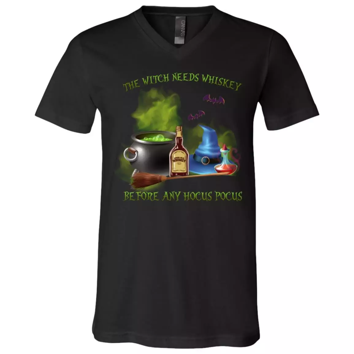 The Witch Needs Whiskey Before Any Hocus Pocus T-shirt - V-neck - Halloween Drinking Shirt, Black, V-Neck T-Shirt The Witch Needs Whiskey Before Any Hocus Pocus T-shirt - V-neck - Halloween Drinking Shirt, Black, V-Neck T-Shirt