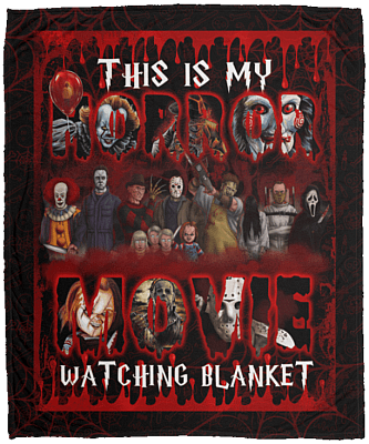 This Is My Horror Movie Watching Blanket Funny Horror Fleece Blanket - Premium Sherpa Blanket - Woven Blanket, White, Cozy Plush Fleece Blanket - 50x60