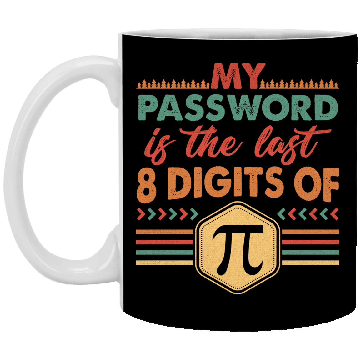 My Password Is The Last 8 Digits Of Pi Ceramic Coffee Mug - Beer Stein - Water Bottle - Color Changing Mug, Black, 11 oz. White Mug
