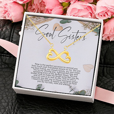 Soul Sisters Remind You How Much Your Friendship Means To Me Infinity Heart Pendant Necklace