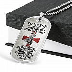 To My Son Never Give Up No Matter What Life Can Be Tough But You Are Tougher Dog Tag Pendant Necklace - Dog Tag (Silver)