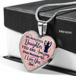 My Beautiful Daughter You Are Amazing Always Remember That I Love You Dad Heart Pendant Necklace - Heart Luxury Necklace (Silver)