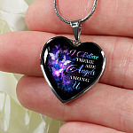 Butterfly I Believe There Are Angels Among Us Heart Pendant Necklace - Heart Luxury Necklace (Silver)