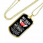 My Dad My Hero My Guardian Angel He Watches Over My Back Dog Tag Pendant Necklace - Dog Tag (Gold Plated)