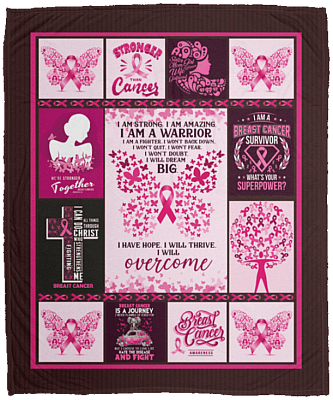I Am Strong I Am Amazing I Am A Warrior Fleece Blanket - Premium Sherpa Blanket - Woven Blanket - Breast Cancer Warrior Blanket, White, Cozy Plush Fleece Blanket - 50x60