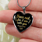 Fear Not For I Am With You Isaiah 41 10 Heart Pendant Necklace - Heart Luxury Necklace (Silver)