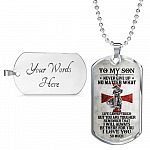 To My Son Never Give Up No Matter What Life Can Be Tough But You Are Tougher Dog Tag Pendant Necklace - Dog Tag (Silver)
