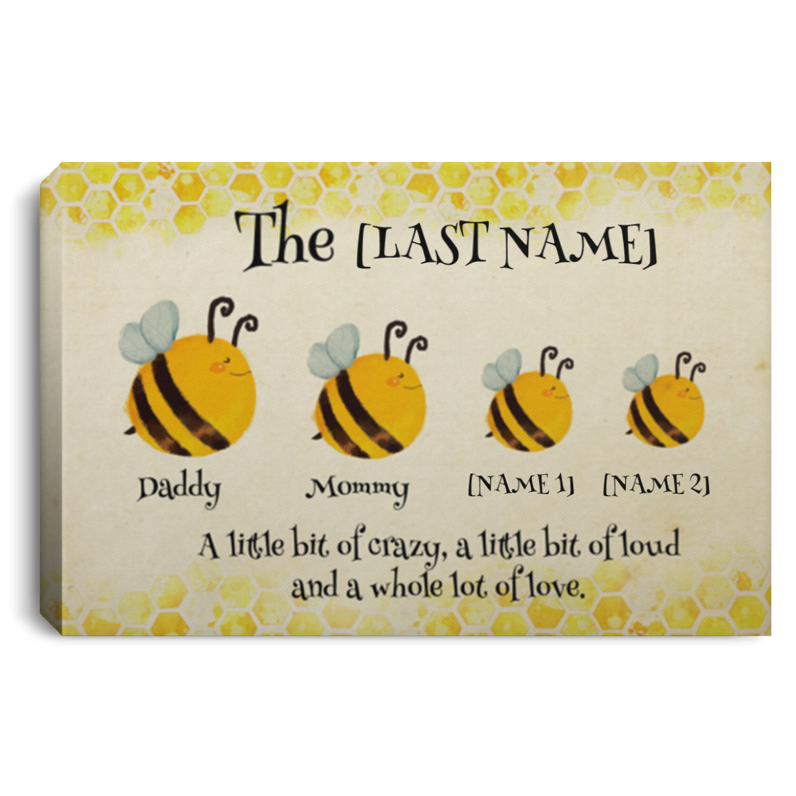Personalized Bee Family Funny Gift Framed Canvas Prints - Unframed Poster, White, 0.75'' Framed Canvas