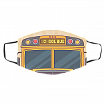 Cool Bus - School Bus Washable Reusable Custom Printed Cloth Face Mask Cover, White, Cloth Face Cover – Medium/Large