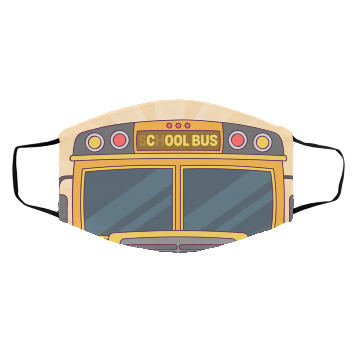 Cool Bus - School Bus Washable Reusable Custom Printed Cloth Face Mask Cover, White, Cloth Face Cover – Medium/Large