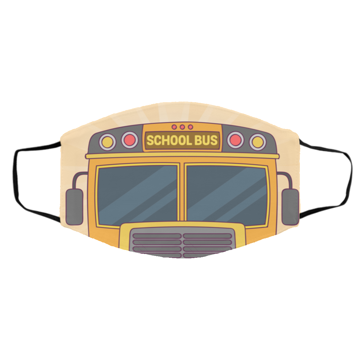 School Bus - Cool Bus Washable Reusable Custom Printed Cloth Face Mask Cover, White, Cloth Face Cover – Medium/Large