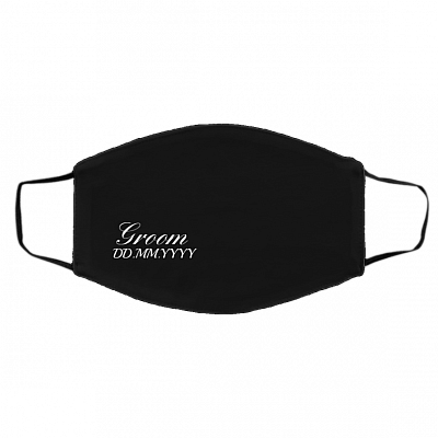 Personalized Wedding Face Mask - Bride and Groom Costume Printed Face Mask - Face Mask For Groom, Black, Cloth Face Cover – Medium/Large