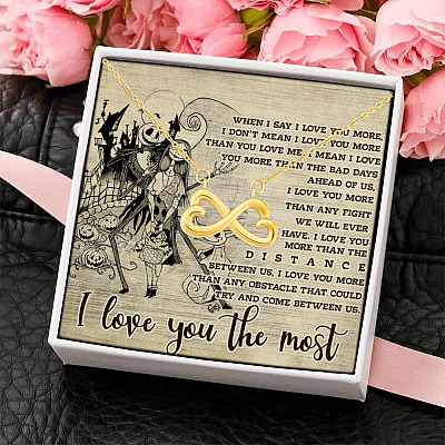 When I Say I Love You More I Love You the Most Infinity Heart Pendant Necklace - Halloween Jack Skellington Gifts