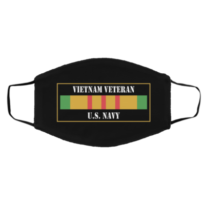 Vietnam Veteran U.S Navy Washable Reusable Custom - Printed Cloth Face Mask Cover, Black, Cloth Face Cover – Medium/Large