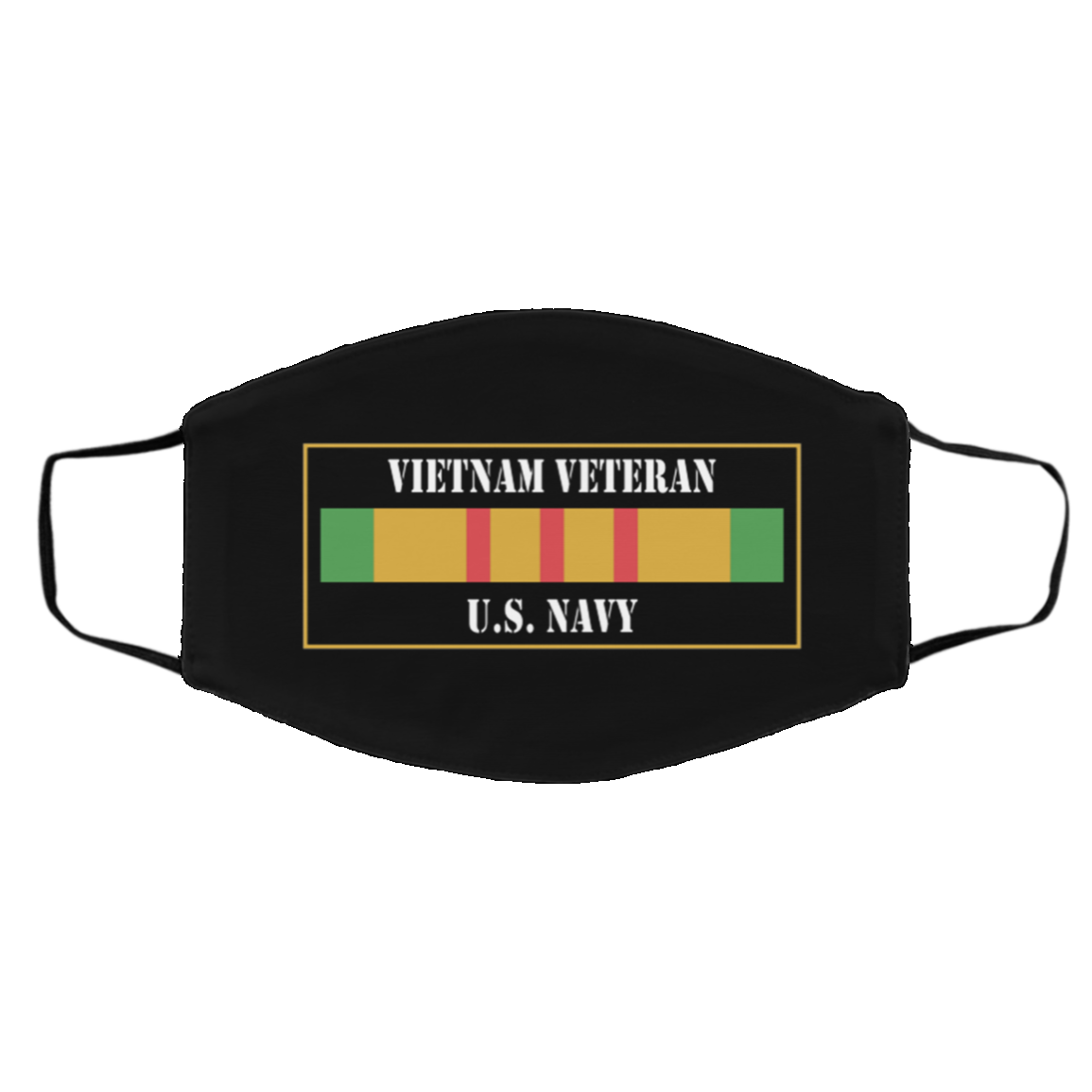 Vietnam Veteran U.S Navy Washable Reusable Custom - Printed Cloth Face Mask Cover, Black, Cloth Face Cover – Medium/Large