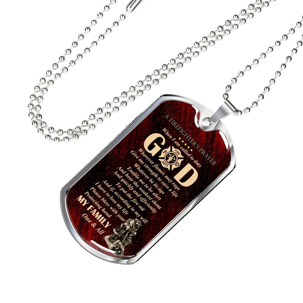 Firefighter's Prayer Dog Tag Pendant Necklace - Fire Rescue Fireman Necklace - Dog Tag (Silver) Firefighter's Prayer Dog Tag Pendant Necklace - Fire Rescue Fireman Necklace - Dog Tag (Silver)
