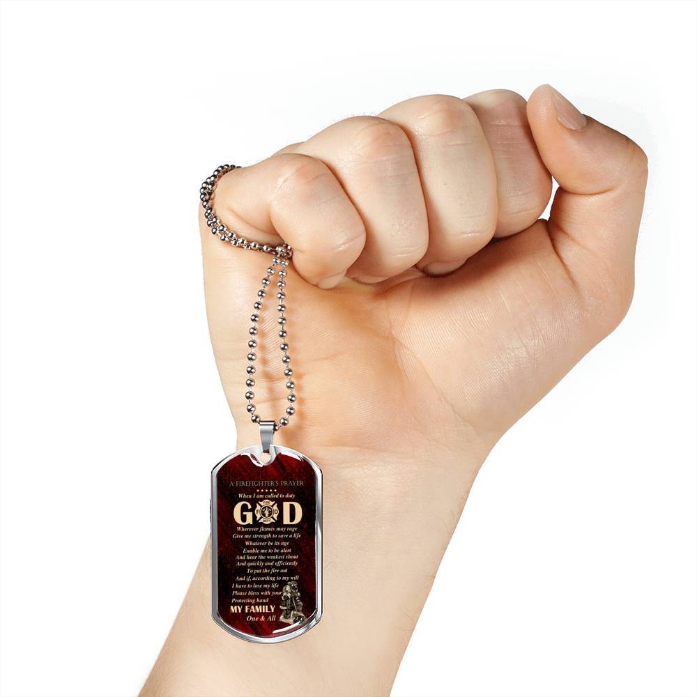 Firefighter's Prayer Dog Tag Pendant Necklace - Fire Rescue Fireman Necklace - Dog Tag (Silver) Firefighter's Prayer Dog Tag Pendant Necklace - Fire Rescue Fireman Necklace - Dog Tag (Silver)