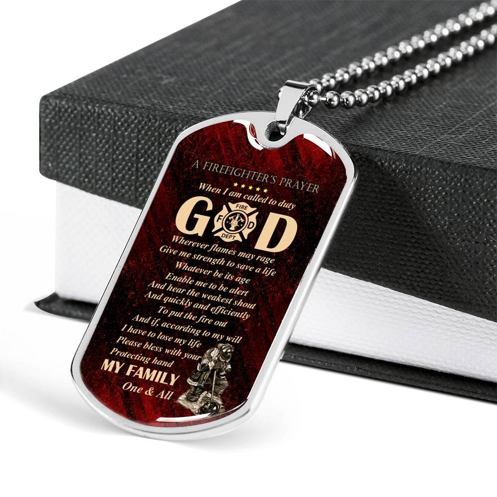 Firefighter's Prayer Dog Tag Pendant Necklace - Fire Rescue Fireman Necklace - Dog Tag (Silver) Firefighter's Prayer Dog Tag Pendant Necklace - Fire Rescue Fireman Necklace - Dog Tag (Silver)