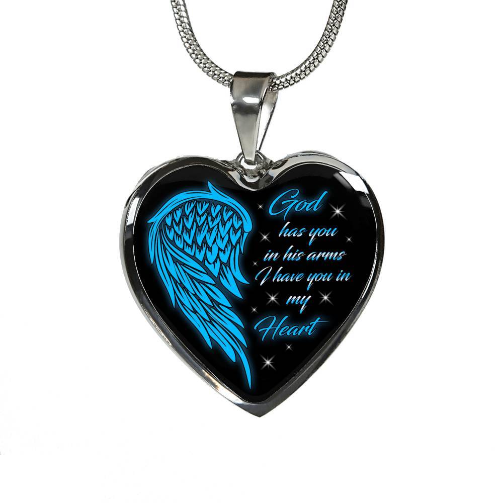 God Has You In His Arms I Have You In My Heart Heart Pendant Necklace - Loss of Loved One Necklace - Heart Luxury Necklace (Silver)