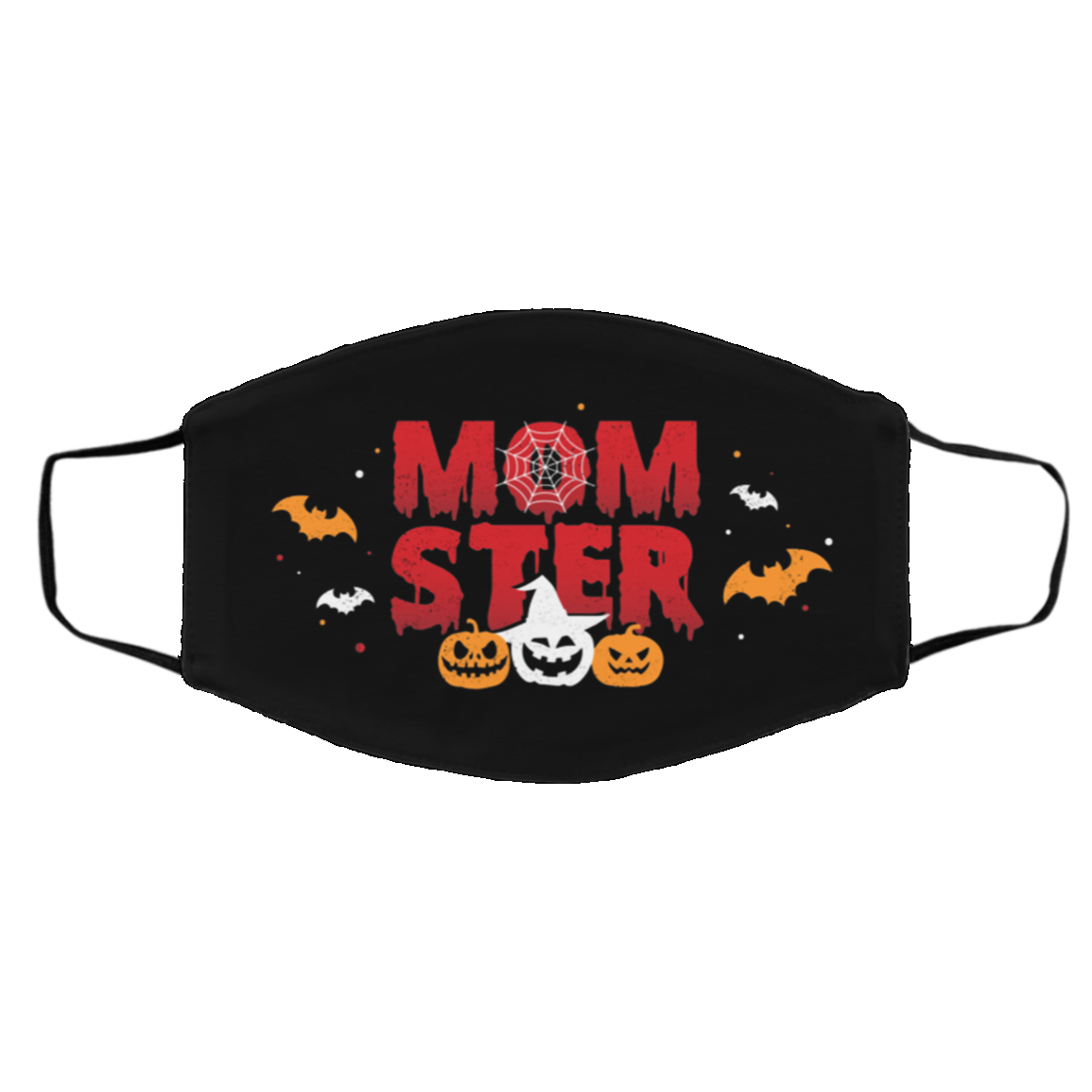 Momster Washable Reusable Custom – Printed Cloth Face Mask Cover - Funny Mom Mask, Black, Cloth Face Cover – Medium/Large