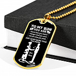 Mom To My Son You Are Braver Than You Believe Stronger Than You Seem Smarter Than Dog Tag Pendant Necklace - Dog Tag (Gold Plated)