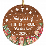Personalized Family Name The Year Of The Lockdown 2020 Christmas Ornament Keepsake - Circle Ceramic Ornament, White, Circle Ornament