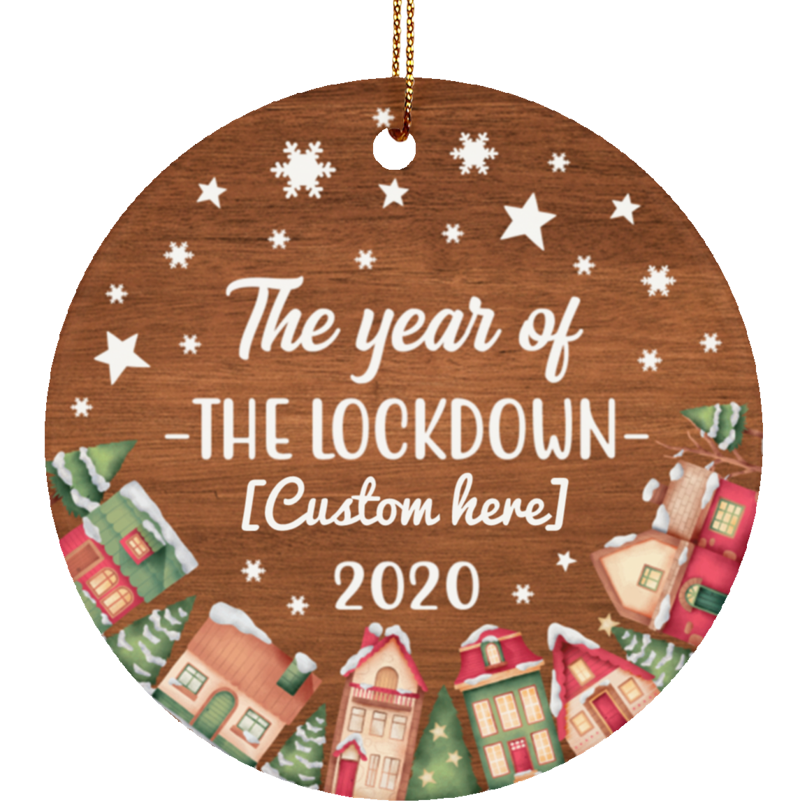 Personalized Family Name The Year Of The Lockdown 2020 Christmas Ornament Keepsake - Circle Ceramic Ornament, White, Circle Ornament