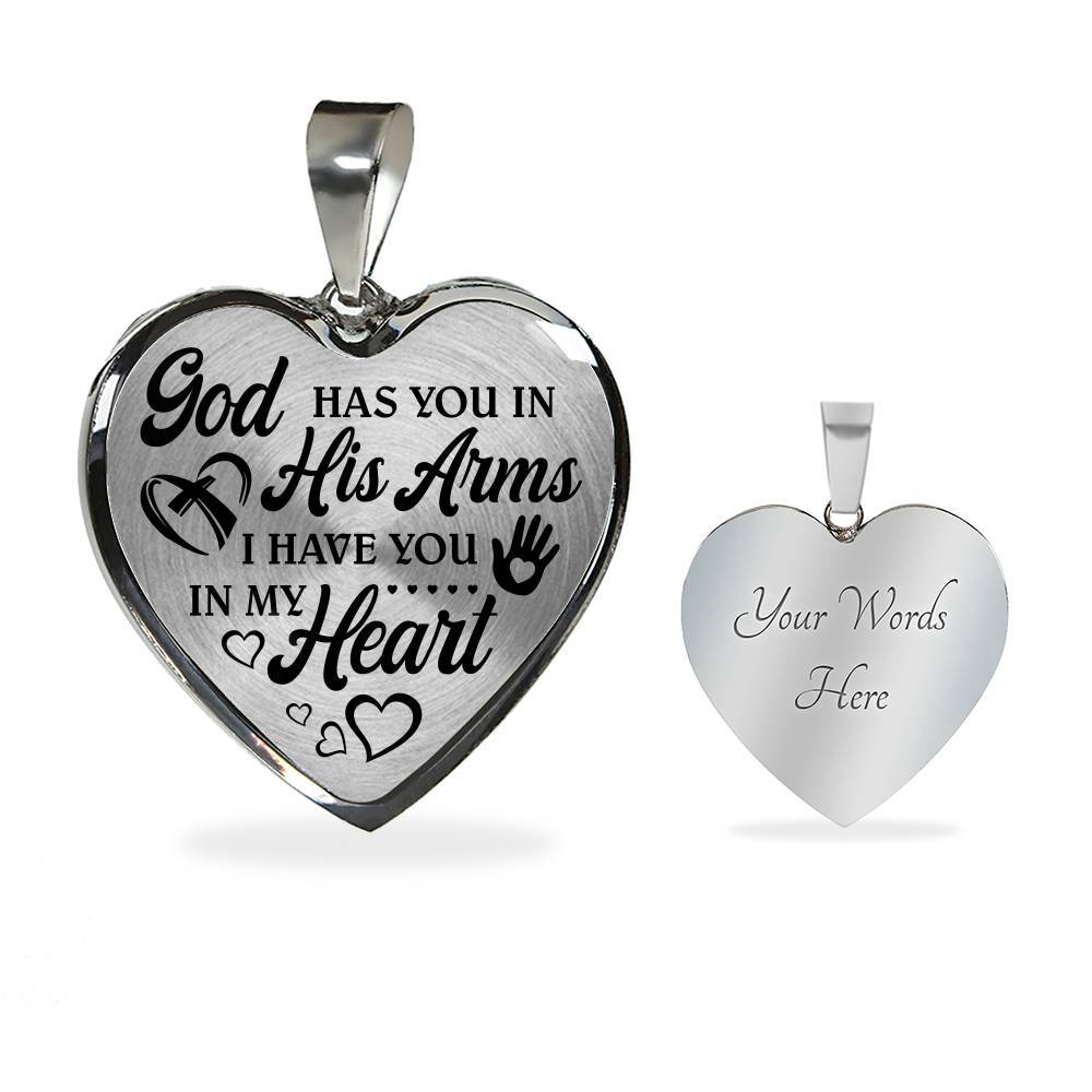 God Has You In His Arm I Have You In My Heart Heart Pendant Necklace - Heart Luxury Necklace (Silver)