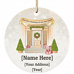 Our First Christmas In Our New Home Personalized Newlywed Couple Christmas Circle Ornament Housewarming Gift, White, Circle Ornament