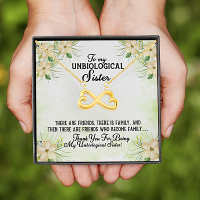 Alternative view of To My Unbiological Sister There Are Friends There Is Family Infinity Heart Pendant Necklace