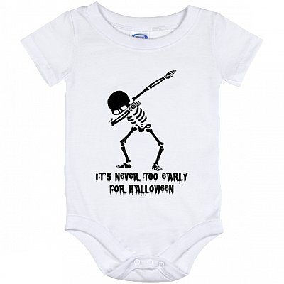 It's Never Too Early For Halloween Funny Baby Onesie - Skull Skeleton Dabbing Toddler Infant Bodysuit, White, Baby Onesie - 12 Month