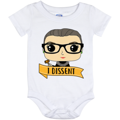 Cute RBG Ruth Bader Ginsburg - I Dissent Baby Onesie - Toddler Baby Infant Bodysuit, White, Baby Onesie - 12 Month