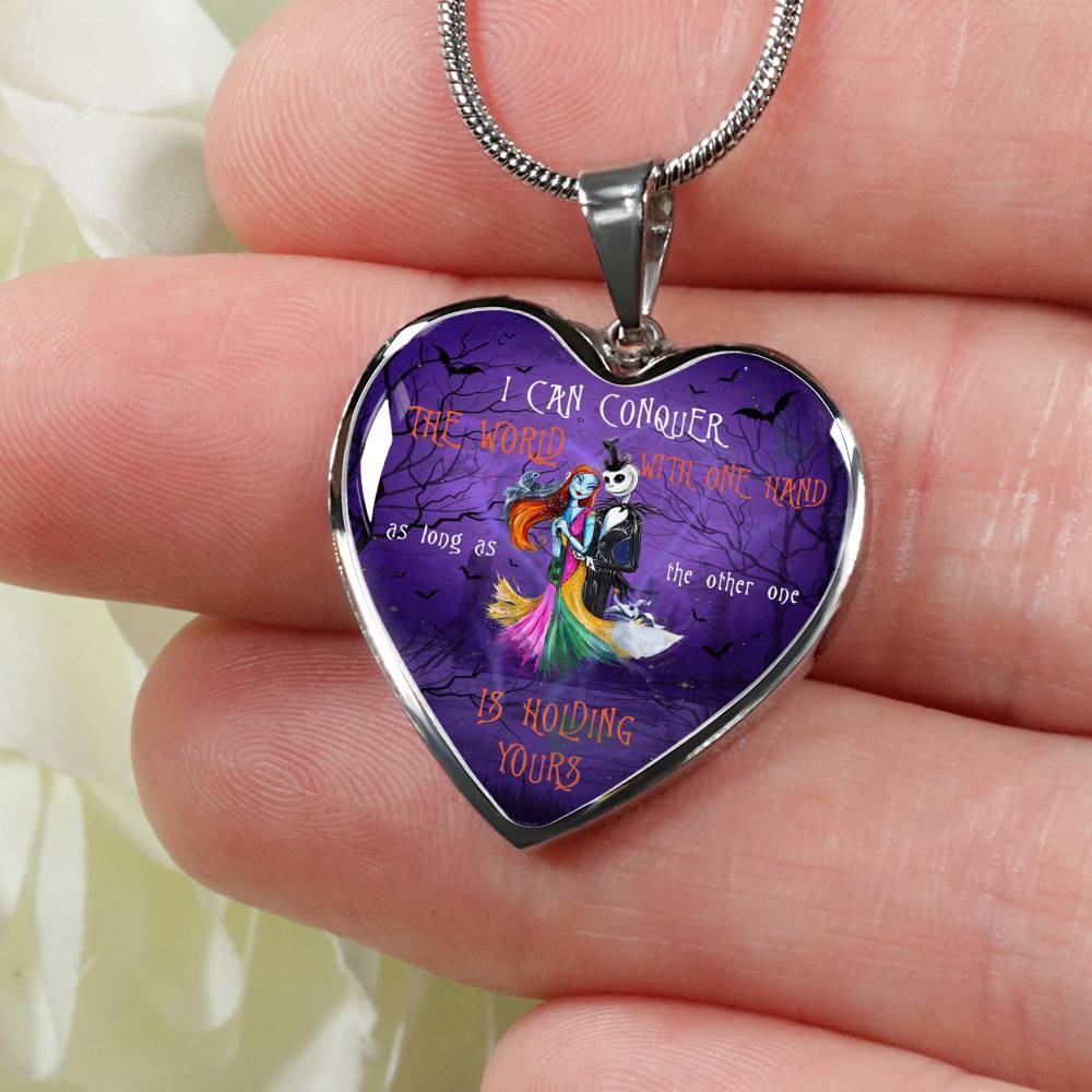 Nightmare Before I Can Conquer the World with One Hand Heart Pendant Necklace - Heart Luxury Necklace (Silver)