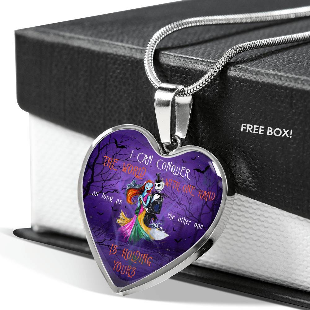 Nightmare Before I Can Conquer the World with One Hand Heart Pendant Necklace - Heart Luxury Necklace (Silver)