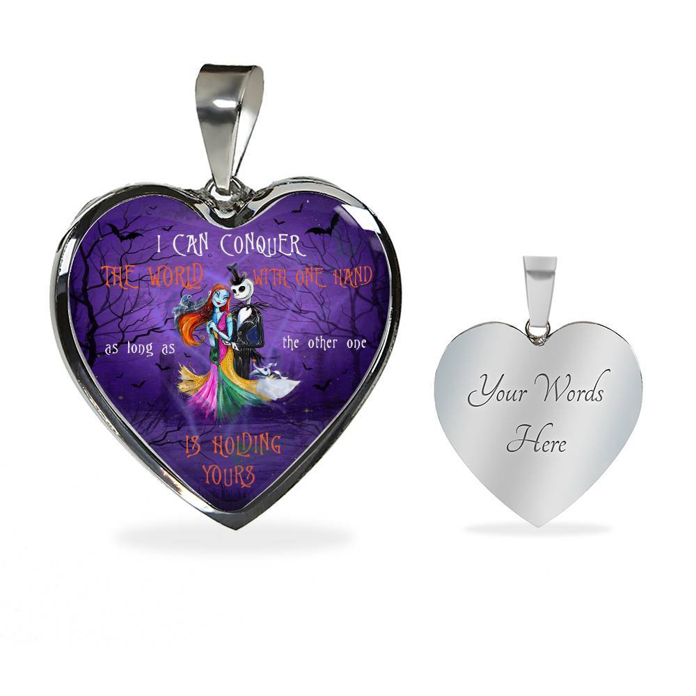 Nightmare Before I Can Conquer the World with One Hand Heart Pendant Necklace - Heart Luxury Necklace (Silver)