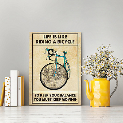 Alternative view of Life Is Like Riding a Bicycle To Keep Your Balance You Must Keep Moving Framed Canvas Prints - Unframed Poster