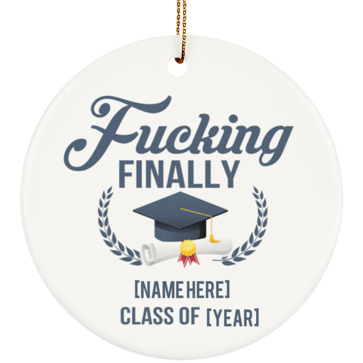 Personalized Fucking Finally Christmas Keepsake - Circle Ornament - Holiday Decoration Gift, White, Circle Ornament