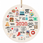 2020 Pandemic Quarantine Christmas Circle Ornament Keepsake, White, Circle Ornament