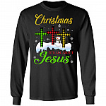 Christmas It's All About Jesus Snowman Hoodie - Jesus Cross Snowflake Sweatshirt - Long Sleeve Shirt, Black, Long Sleeve Christmas It's All About Jesus Snowman Hoodie - Jesus Cross Snowflake Sweatshirt - Long Sleeve Shirt, Black, Long Sleeve