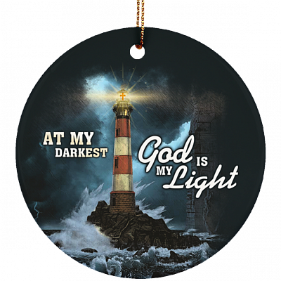 At My Darkest God Is My Light Circle Ornament Keepsake - Christian Christmas Ornaments, White, Circle Ornament